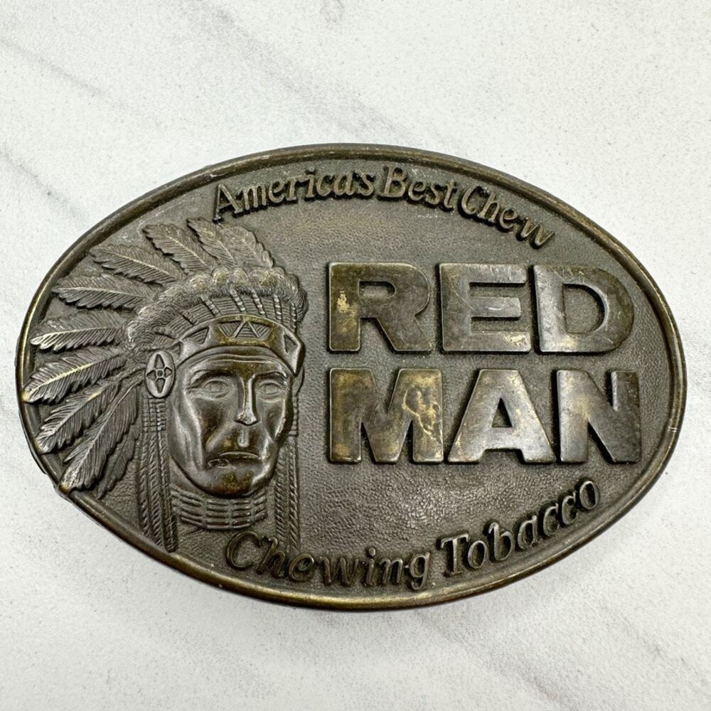 Vintage 1988 Red Man Chewing Tobacco Pinkerton Co Limited Edition Belt Buckle ✨